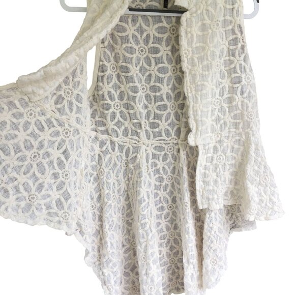 IC by Connie K Open Sleeveless Lace Linen Cardigan Vest Lagenlook Size Large - Picture 5 of 9